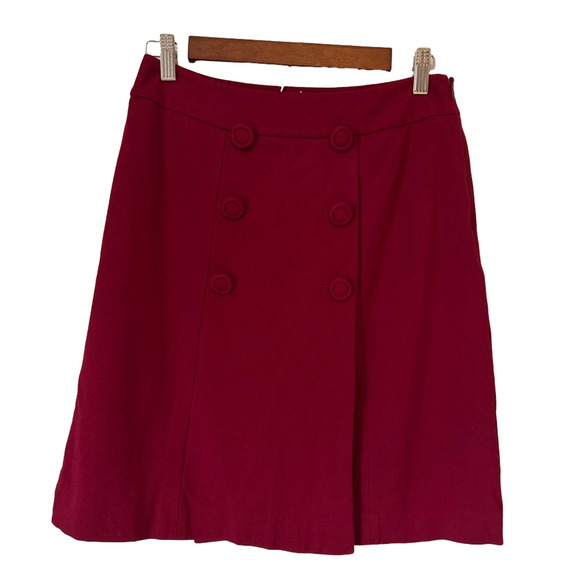 Talbots Women's 4P Vintage Red Ponte Wrap Acadamia Preppy Career Modest Skirt - Picture 6 of 14